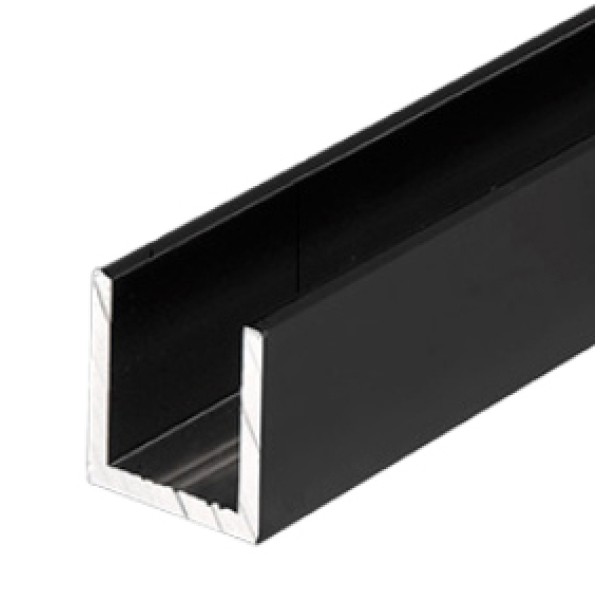CSDCD38, U Channel for 3/8" Shower Door Fixed Panel  Matte Black